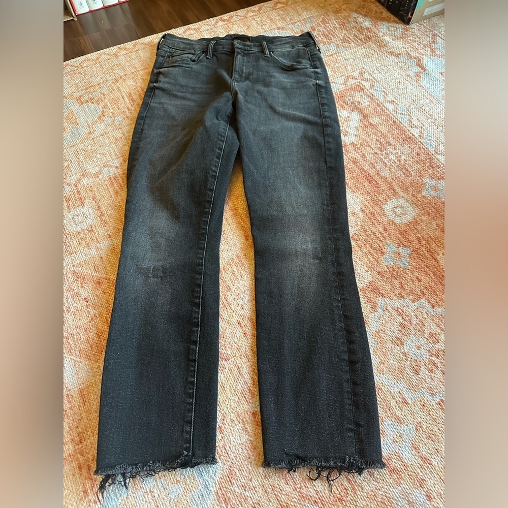 Mother High Waisted Looker Ankle Fray in Night Hawk Washed Black size 25 - Picture 8 of 13